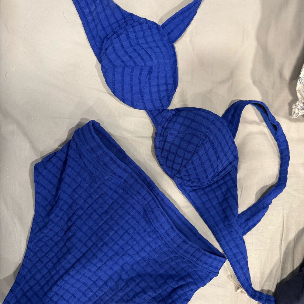 Vibrant Blue Textured Bikini Set
